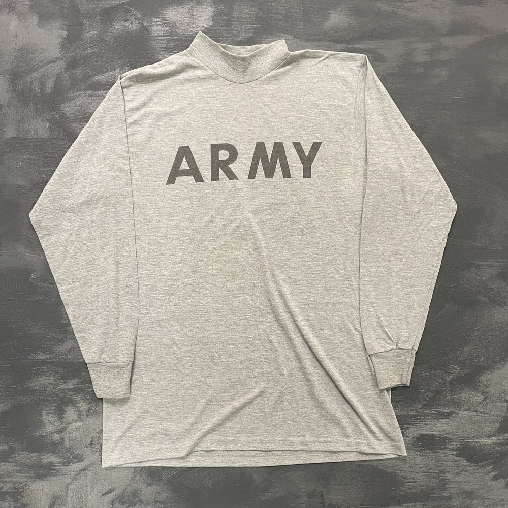 Vintage Graphic Long Sleeve Shirt Men Large Gray 1990s US Army